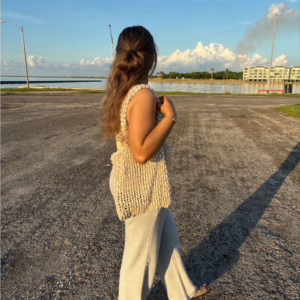 Beachy Beaded Peal Tote Bag